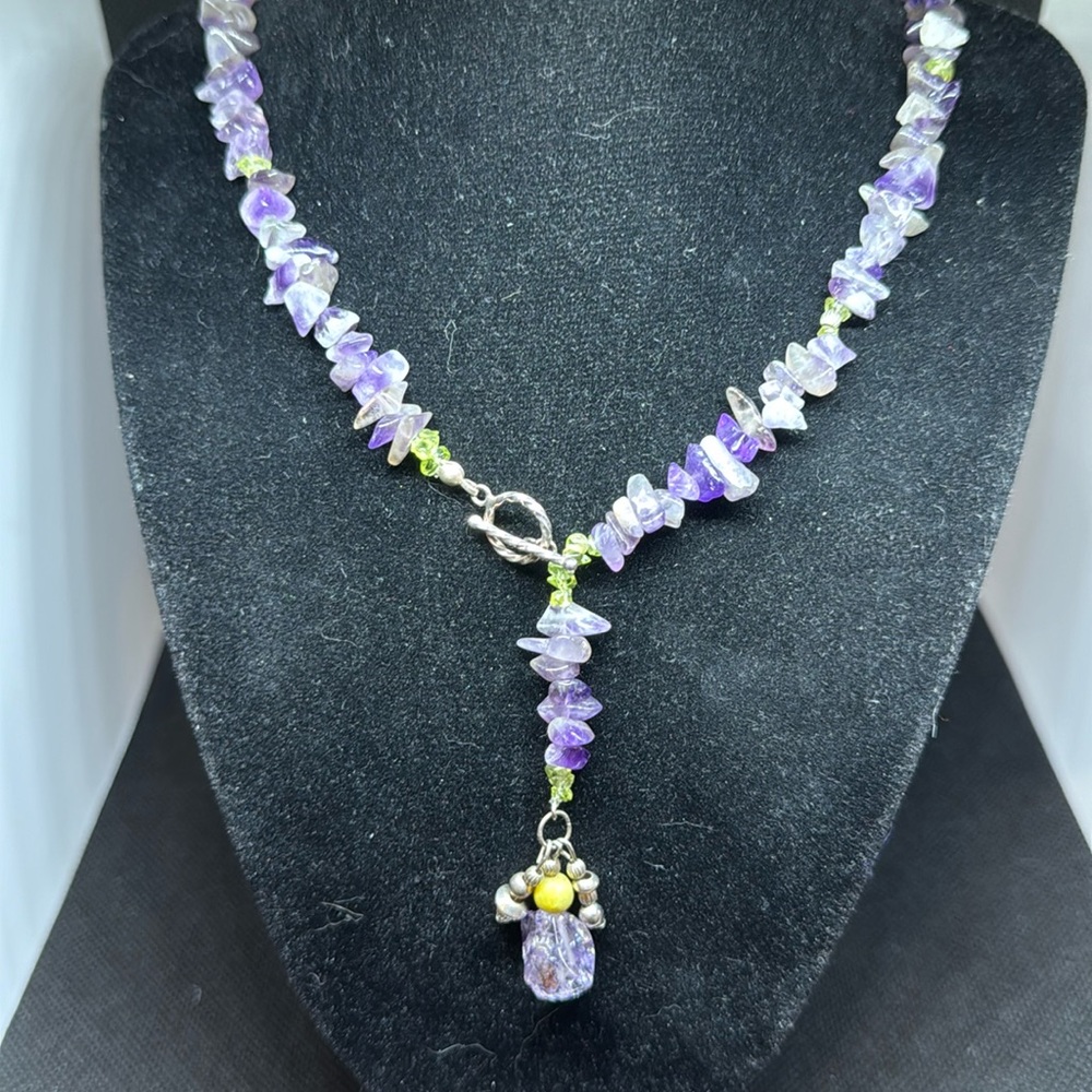 Handmade Amethyst & Peridot Nugget Necklace
